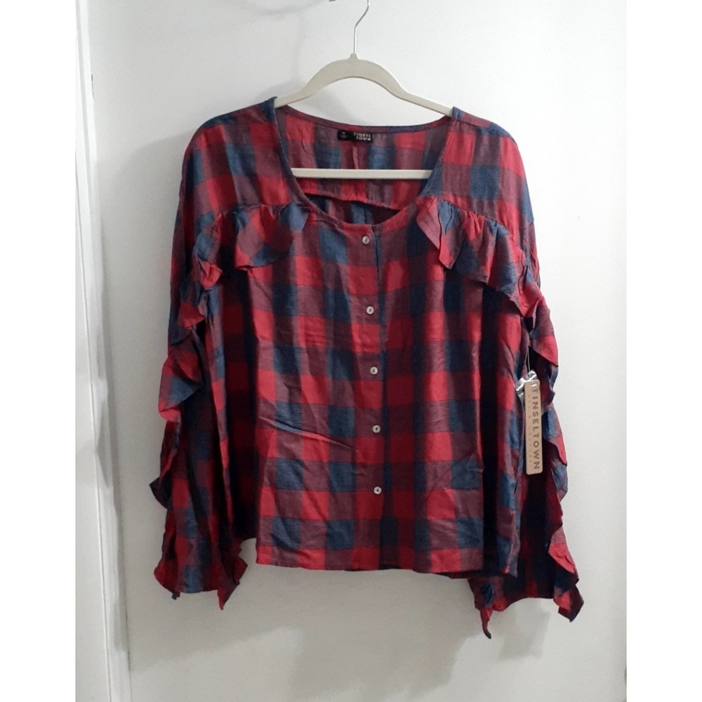 Tinseltown plaid blouse